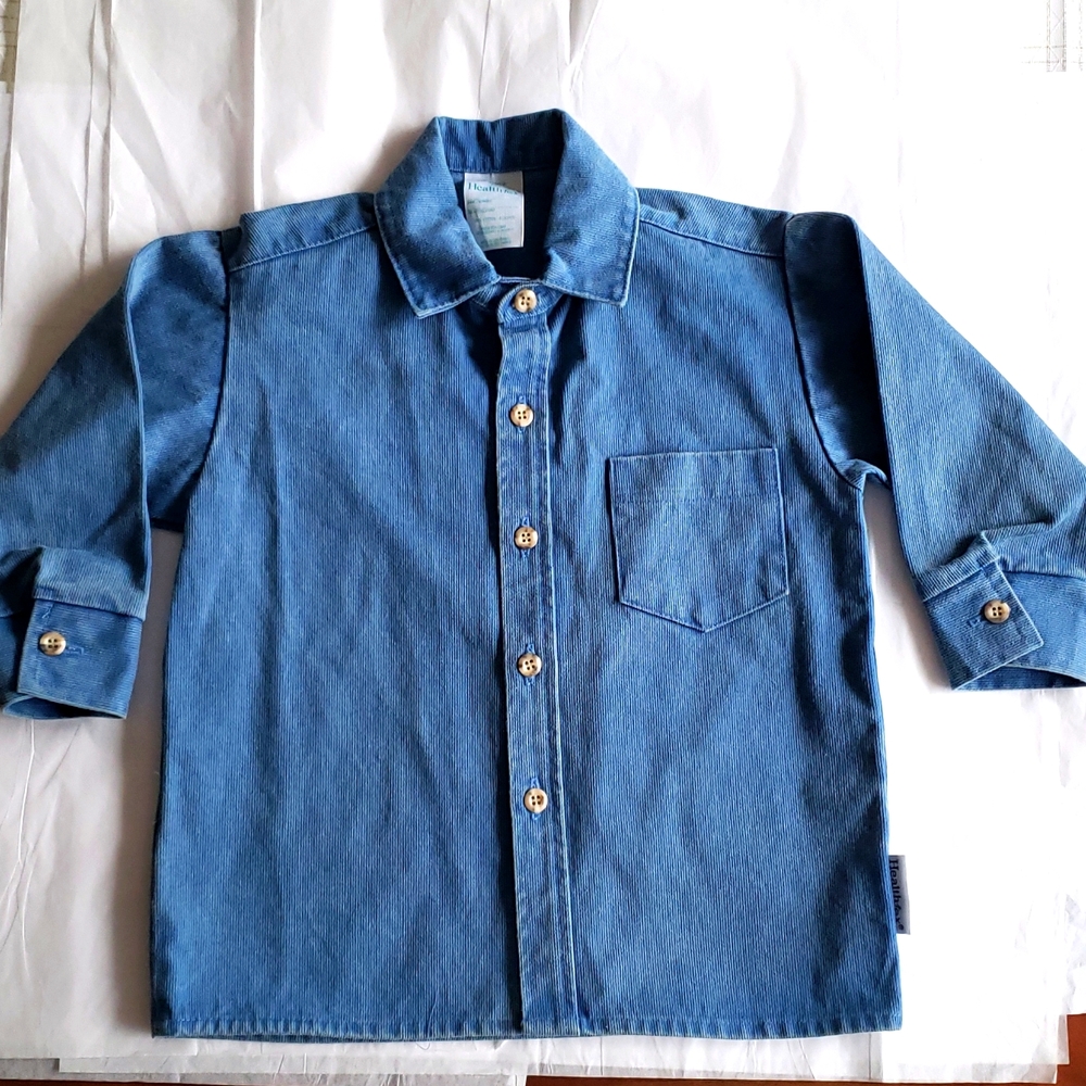 HEALTHTEX New NWOT Boys Button Shirt Ribbed Cotton Long Sleeves 4T